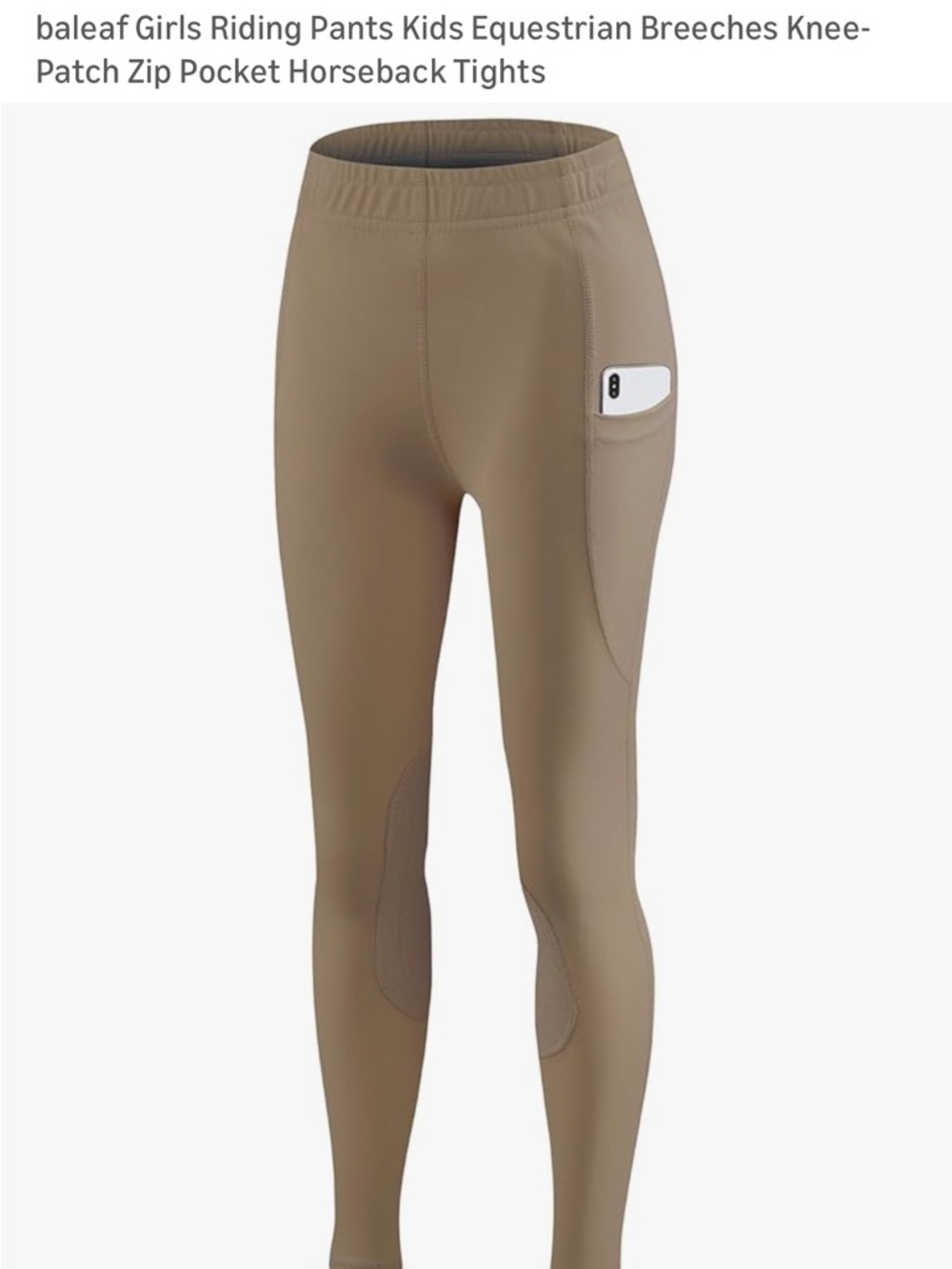Baleaf Kids Equestrian Riding Leggings in Khaki